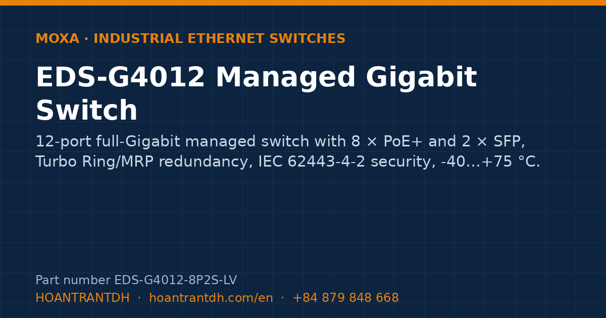 Moxa EDS-G4012 Managed Gigabit Switch (EDS-G4012-8P2S-LV) — product card