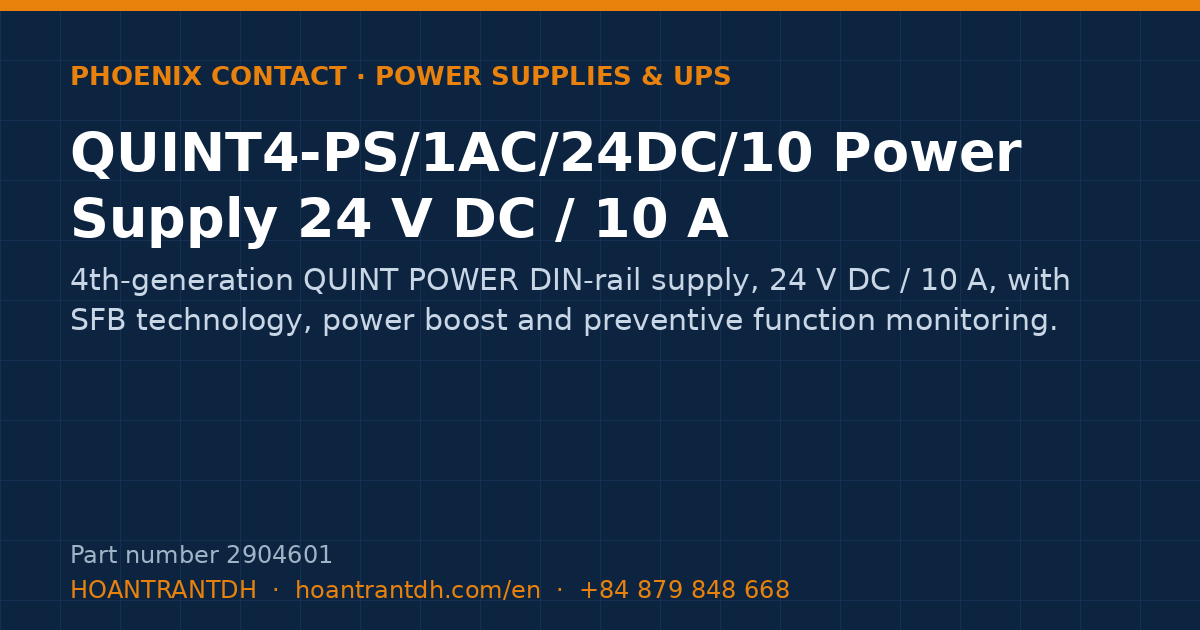 Phoenix Contact QUINT4-PS/1AC/24DC/10 Power Supply 24 V DC / 10 A (2904601) — product card