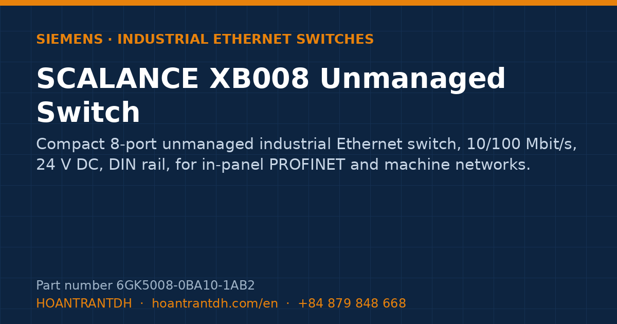 Siemens SCALANCE XB008 Unmanaged Switch (6GK5008-0BA10-1AB2) — product card
