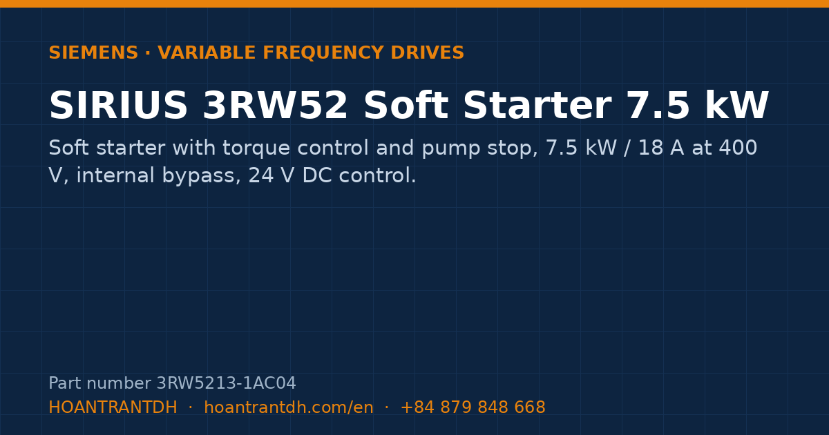 Siemens SIRIUS 3RW52 Soft Starter 7.5 kW (3RW5213-1AC04) — product card