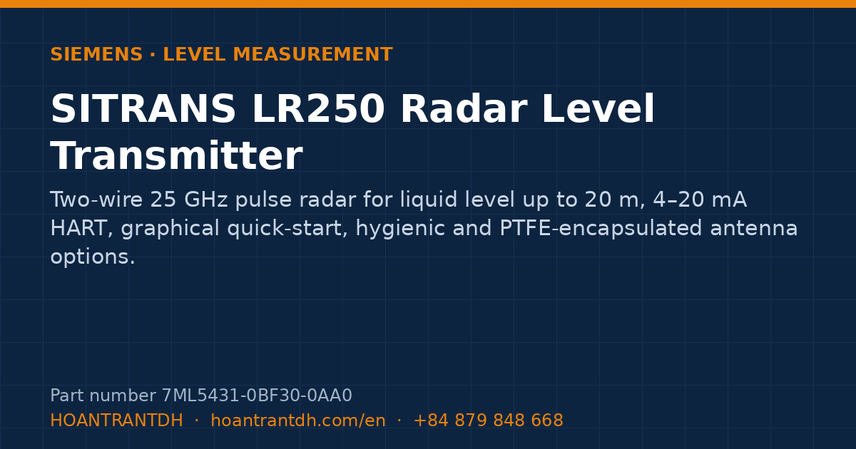 Siemens SITRANS LR250 Radar Level Transmitter (7ML5431-0BF30-0AA0) — product card