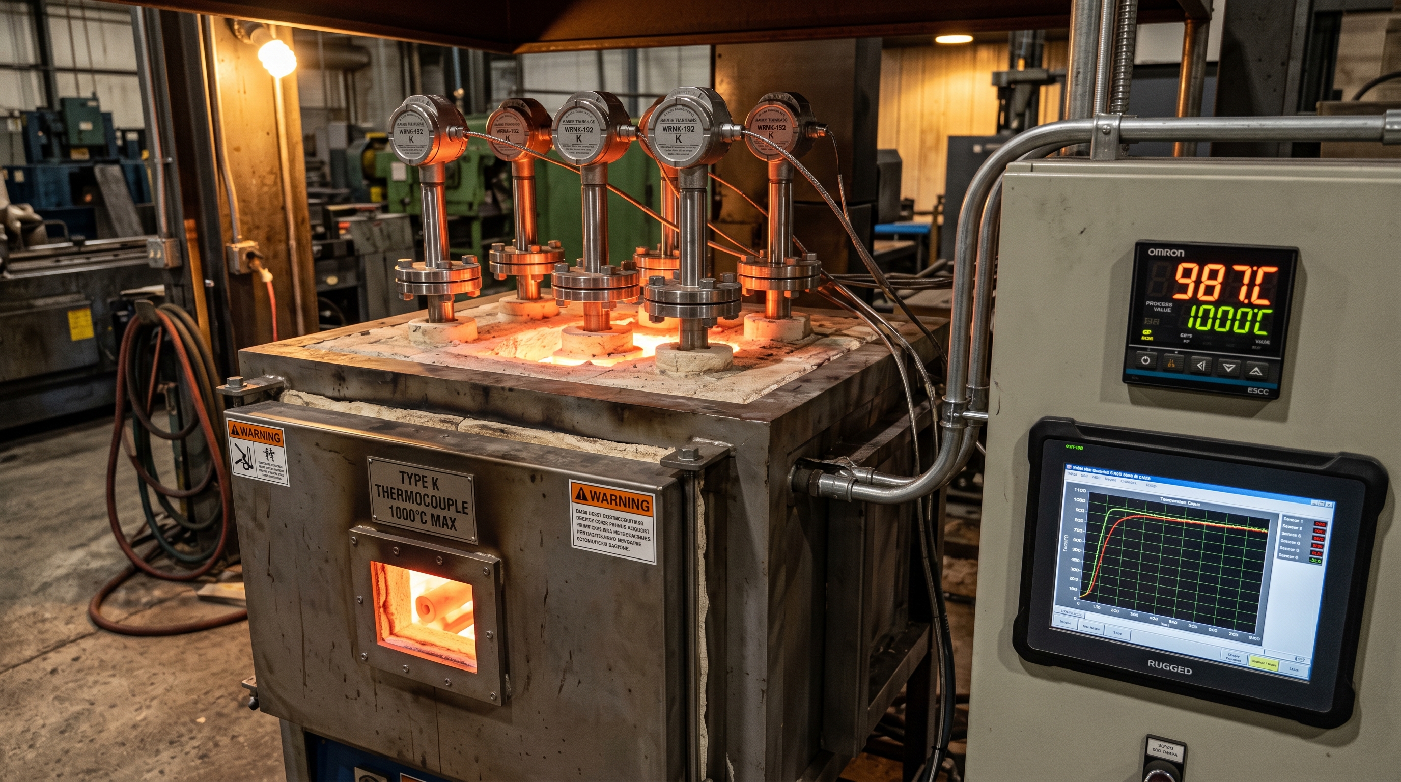 Thermocouple loại K trong lò nhiệt luyện thép