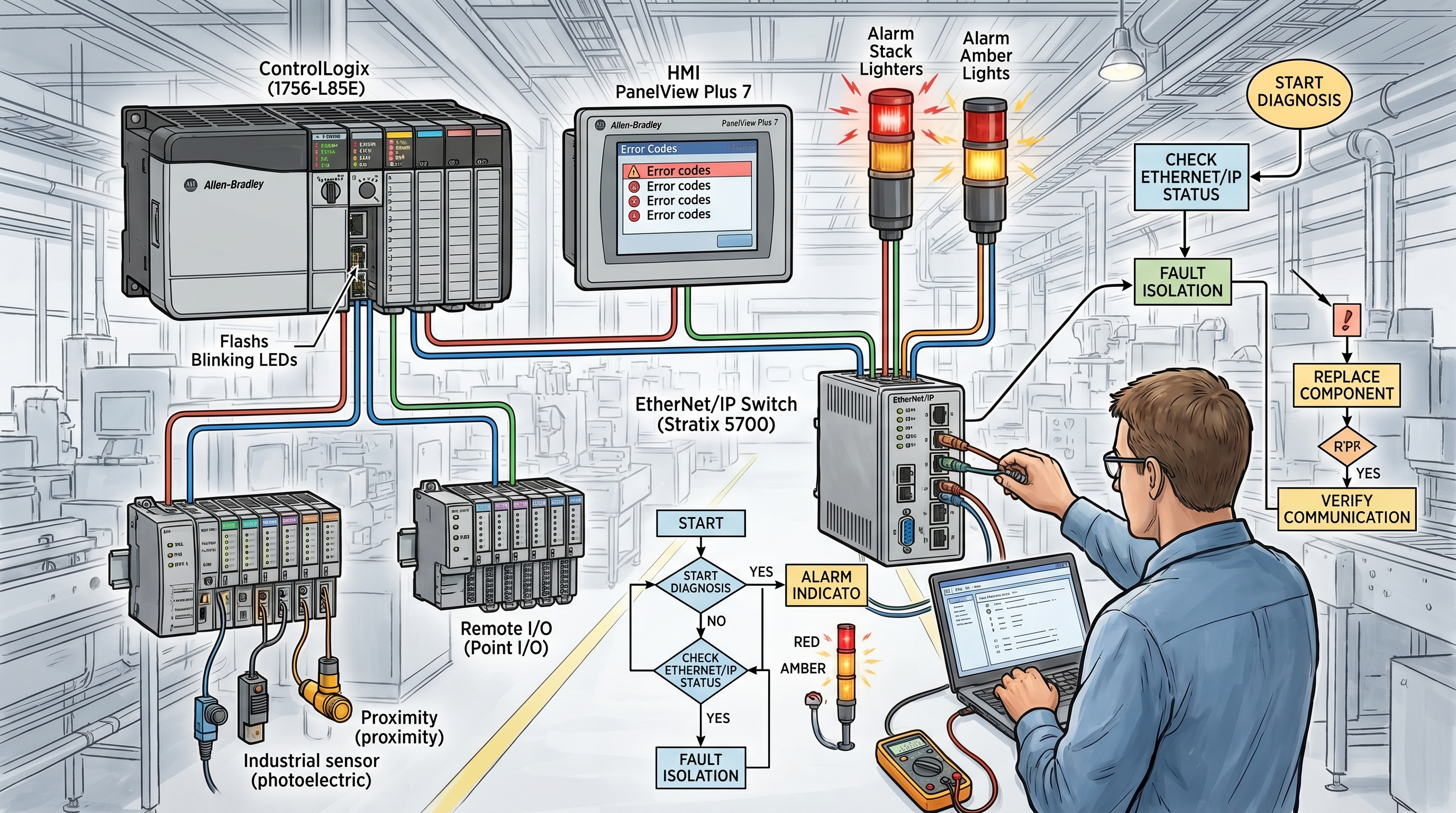 Sơ đồ khắc phục lỗi PLC Allen-Bradley
