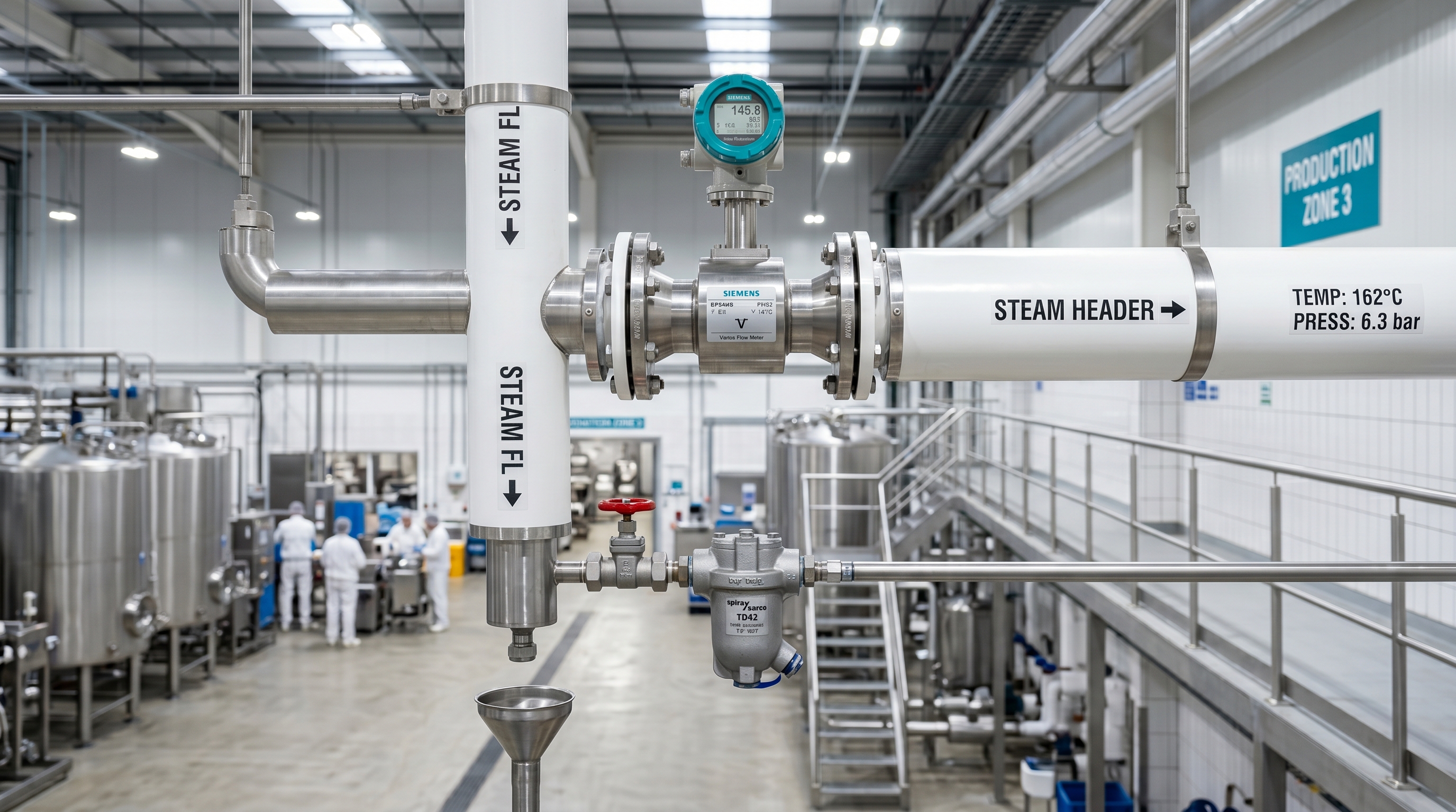 Lắp đặt đồng hồ vortex trên đường hơi