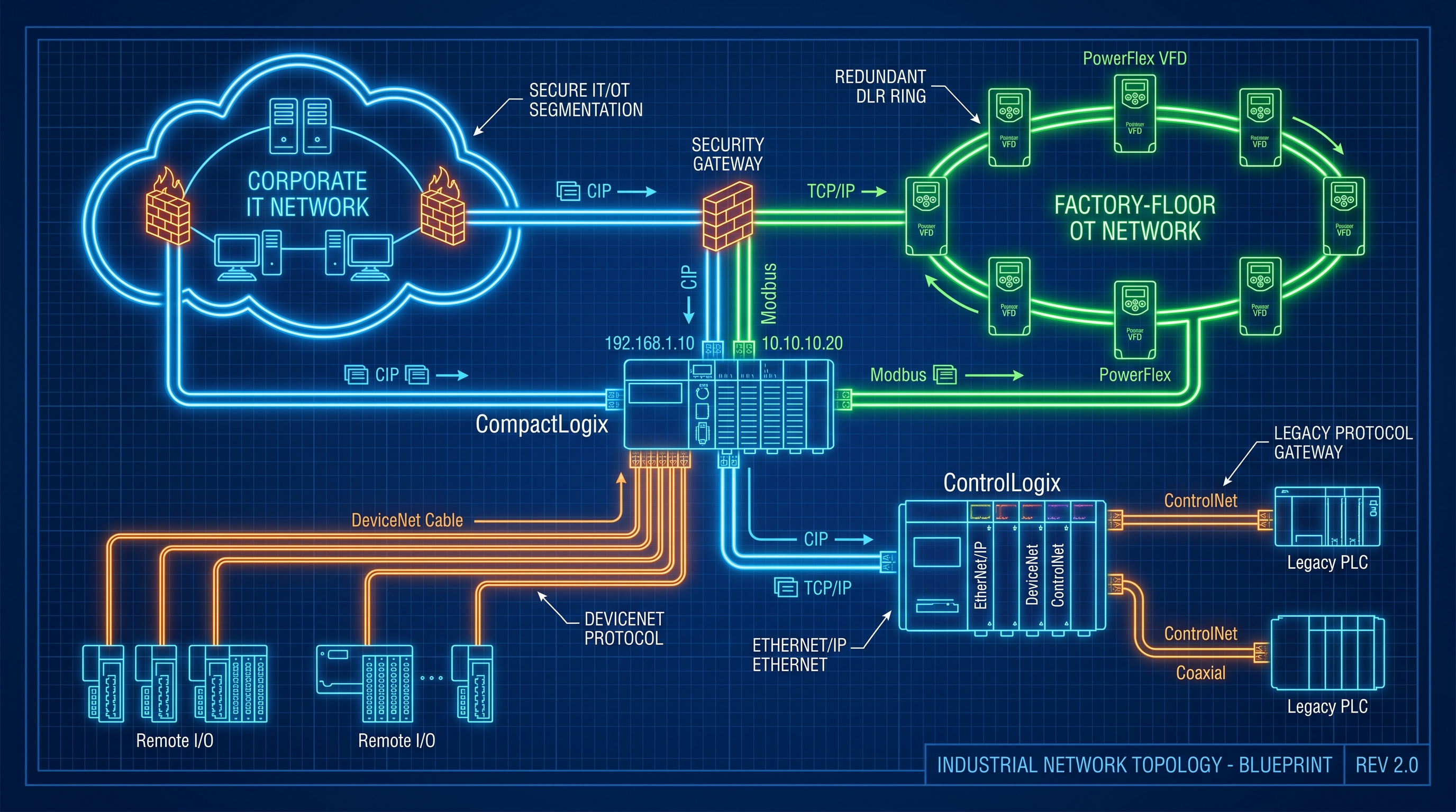 Mạng truyền thông công nghiệp PLC Allen-Bradley