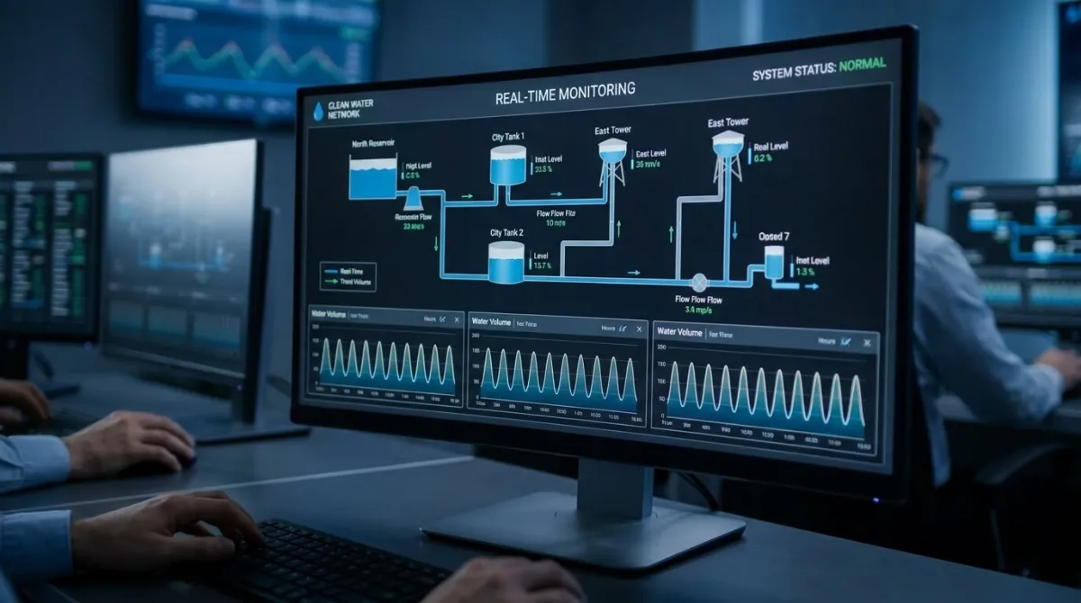 đo mức bồn nước sạch bằng Dinel Flowline bms